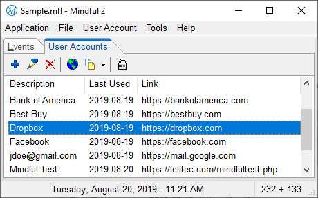 User Account List